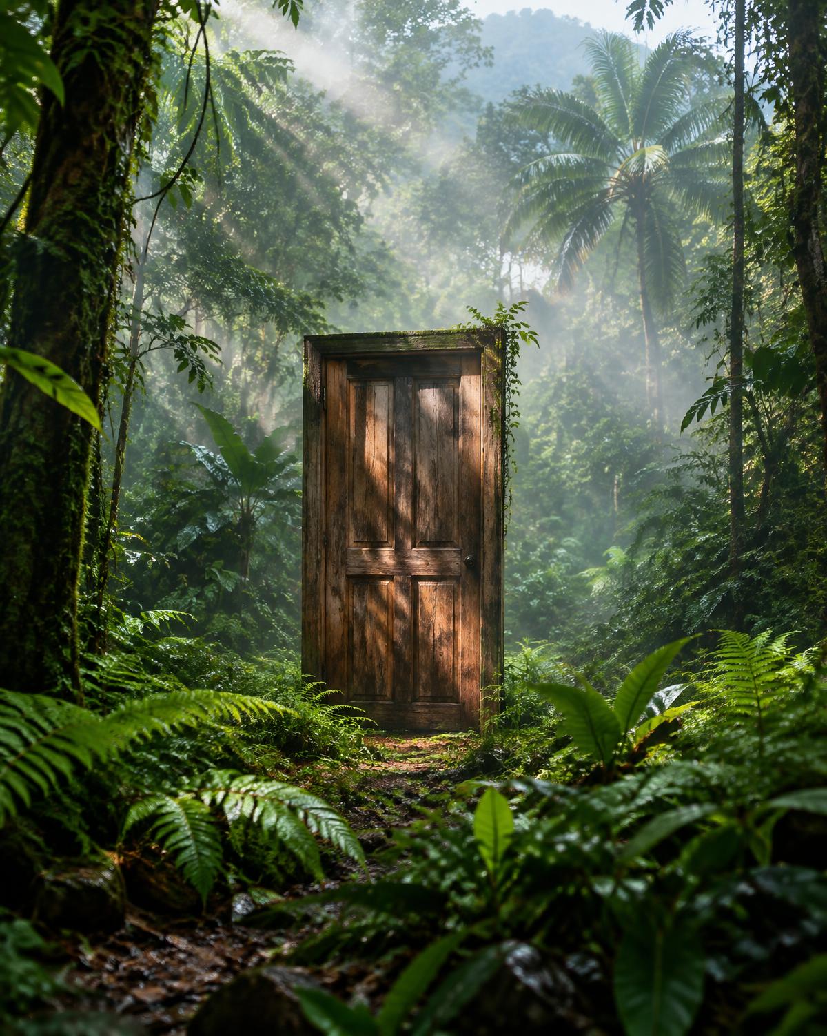 Una puerta en el bosque